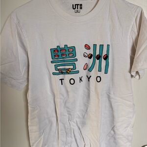 Uniqlo UT Tokyo Sushi Graphic Print Unisex XS White Short Sleeve T-Shirt